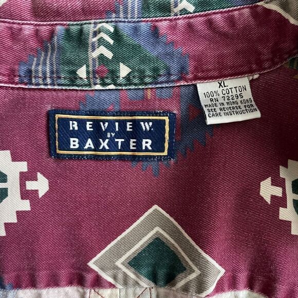 REVIEW BY BAXTER Southwestern Long Sleeve Button Front Shirt Size XL Cotton - Picture 3 of 3